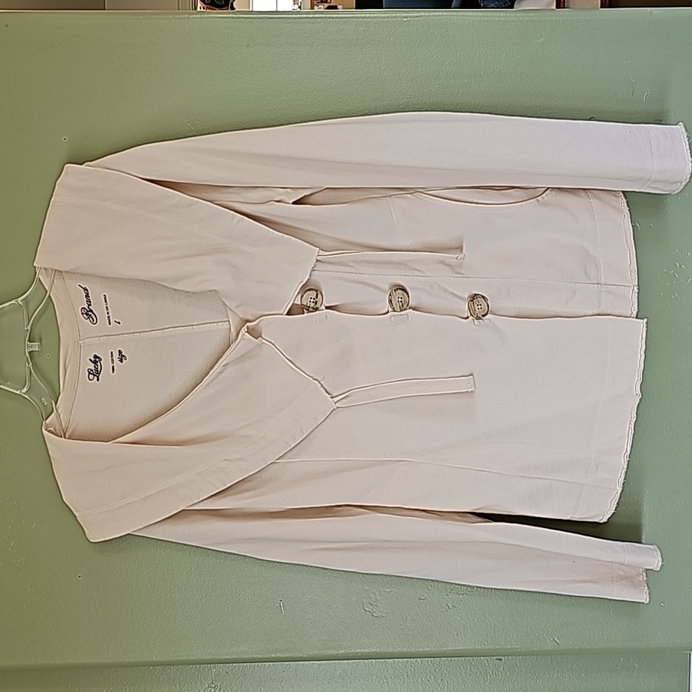 Lucky Brand Cream Colored Button-Front Collar Jacket